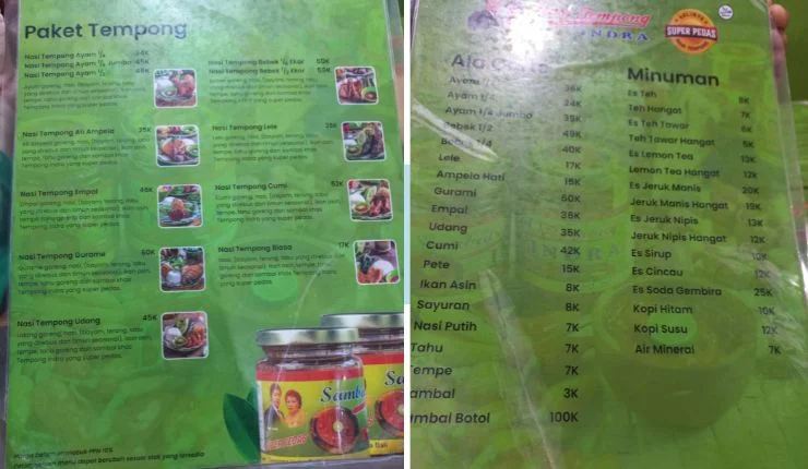 menu nasi tempong