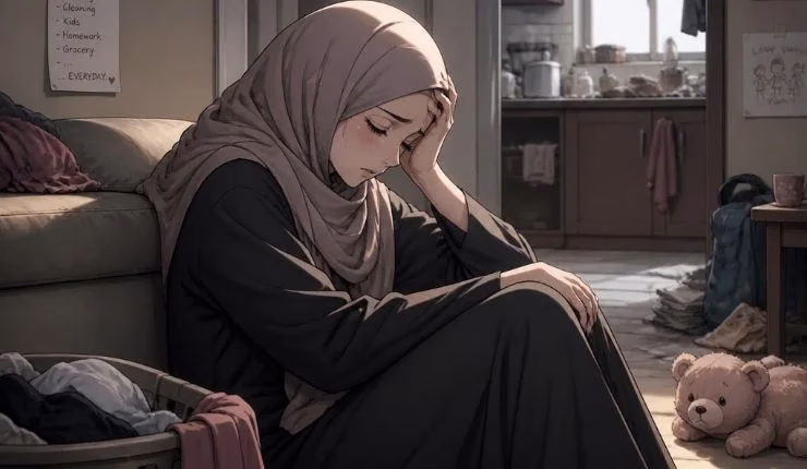 Ilustrasi ibu lelah